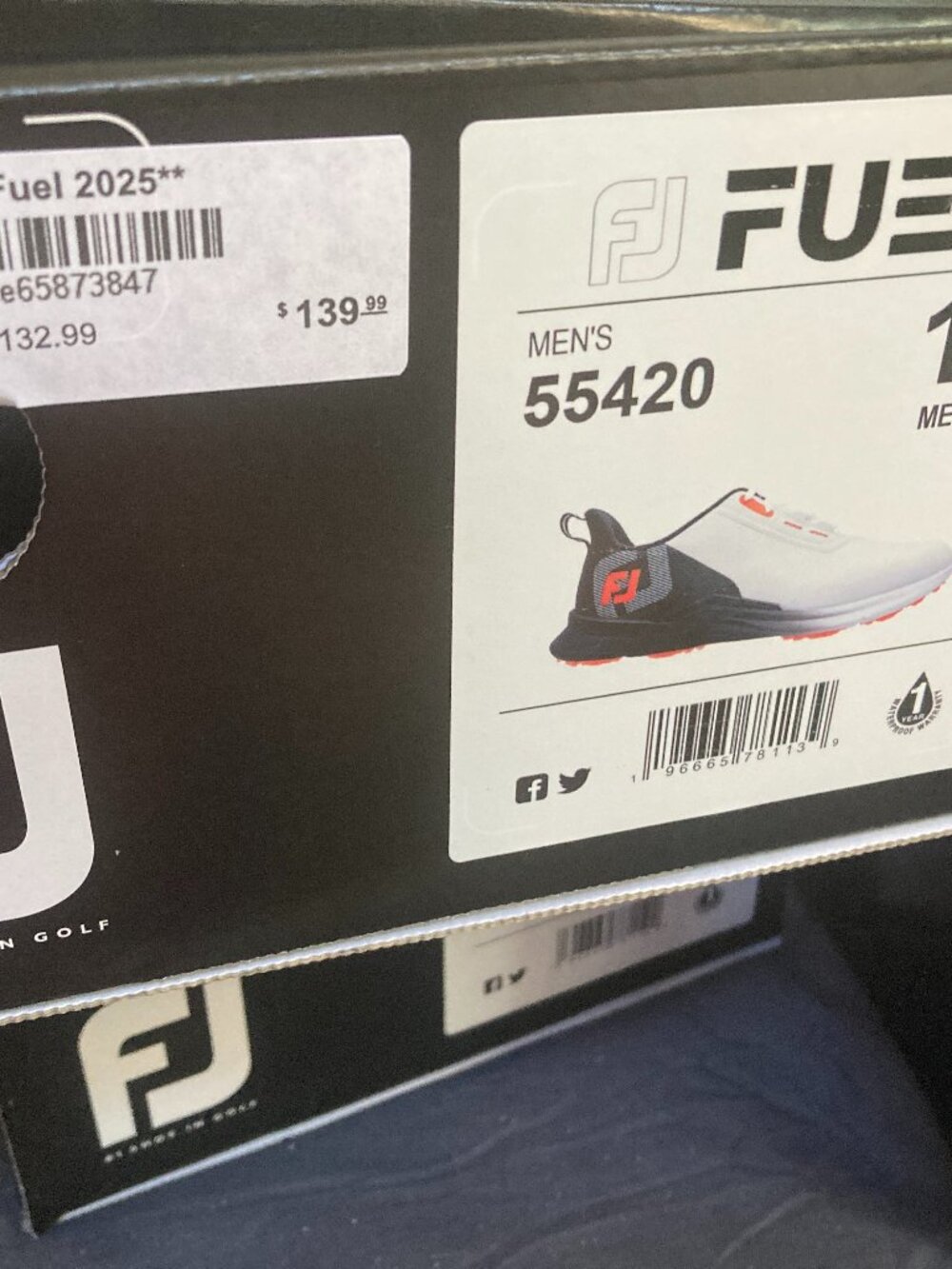 Footjoy Fuel Sz 10M #55420 Golf Shoes NEW IN BOX $139 SZ 10 M MEN